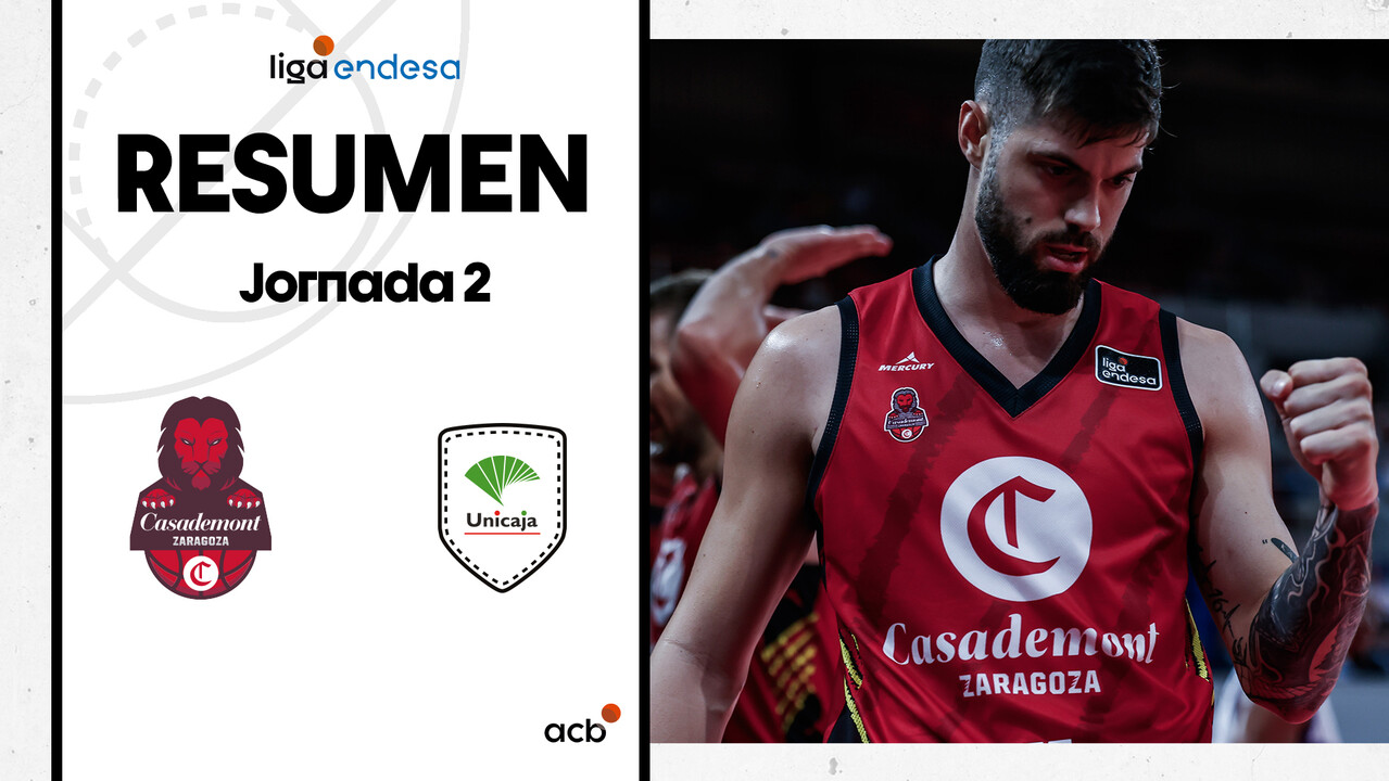 Resumen Casademont Zaragoza 100 - Unicaja 92 (J2)