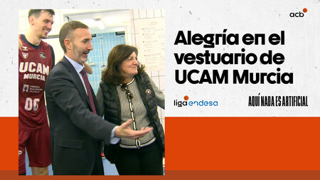 Alegría en el vestuario del UCAM Murcia