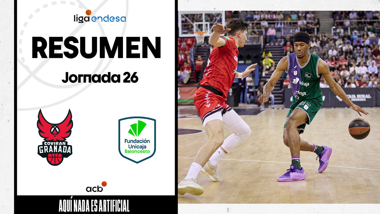 Resumen Coviran Granada 62 - Unicaja 90 (J26)