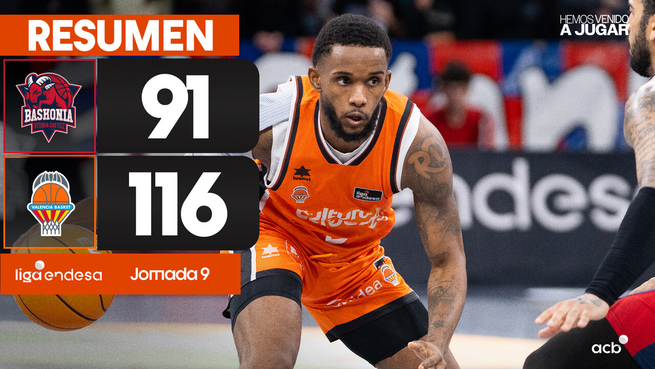 Resumen Baskonia 91 - Valencia Basket 116 (J9)