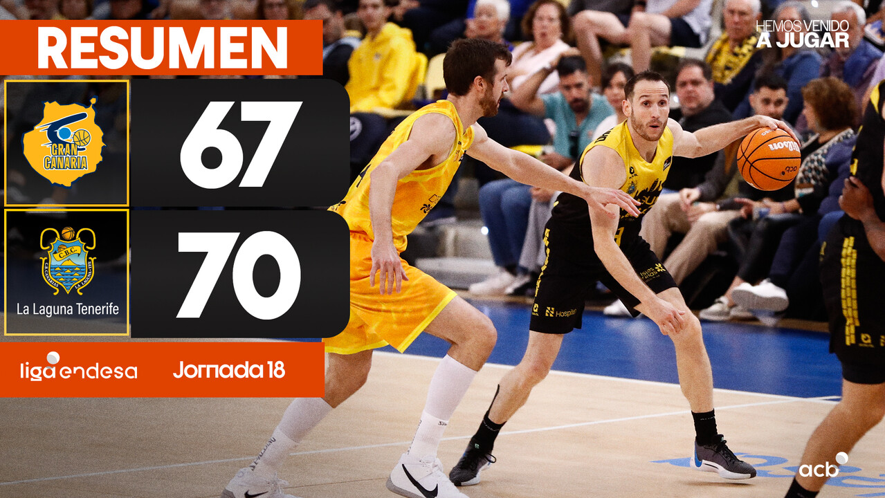 Resumen Dreamland Gran Canaria 67 - La Laguna Tenerife 70 (J18)