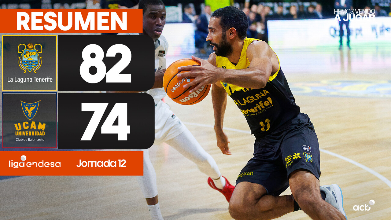 Resumen La Laguna Tenerife 82 - UCAM Murcia 74 (J12)