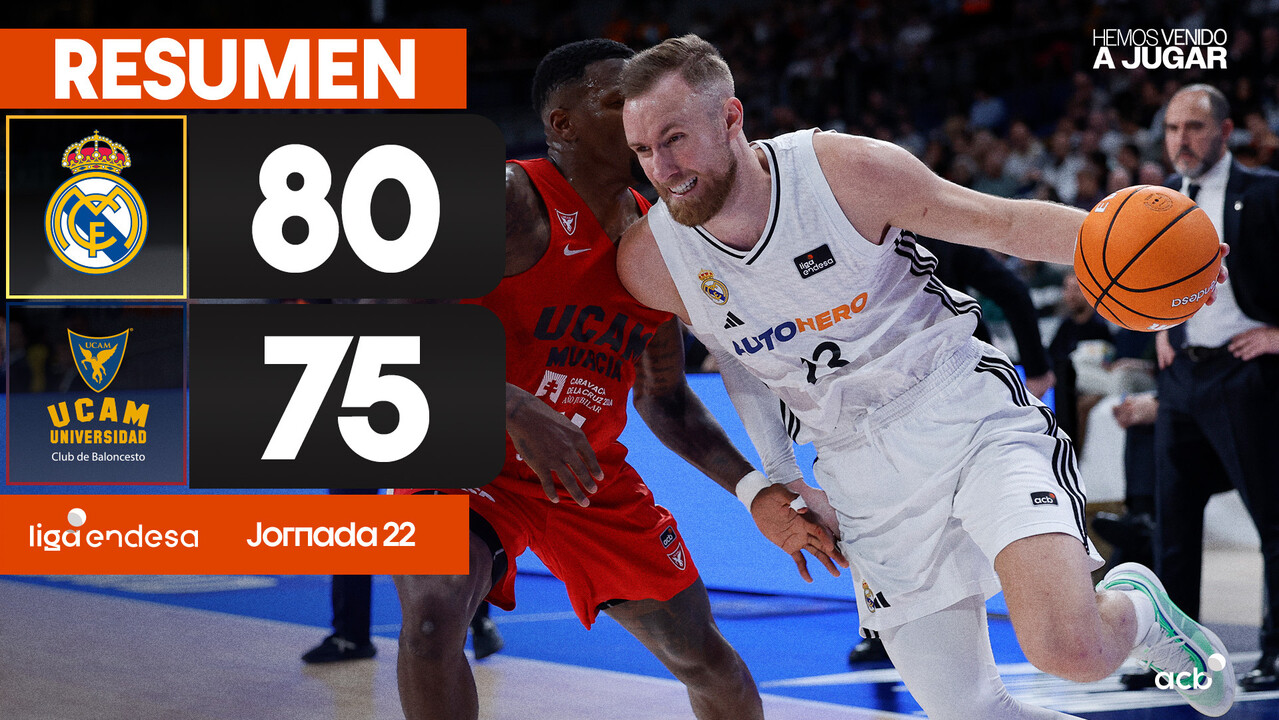 Resumen Real Madrid 80 - UCAM Murcia 75 (J22)