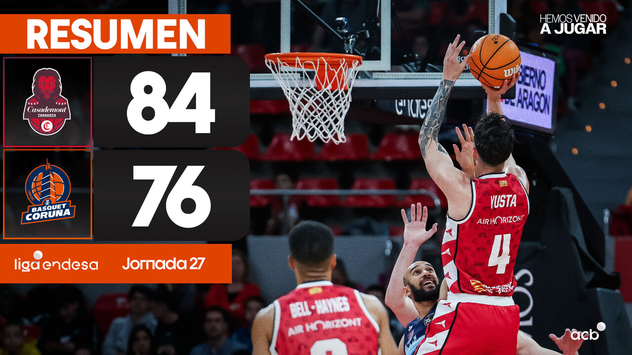 Resumen Casademont Zaragoza 84 -Leyma Coruña 76 (J27)