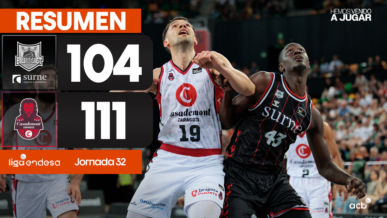 Resumen Surne Bilbao Basket 104 - Casademont Zaragoza 111 (J32)