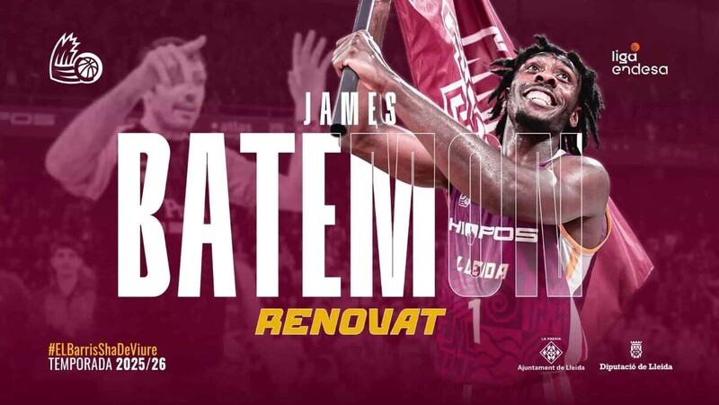 El Hiopos Lleida cierra la renovación de la sensación James Batemon