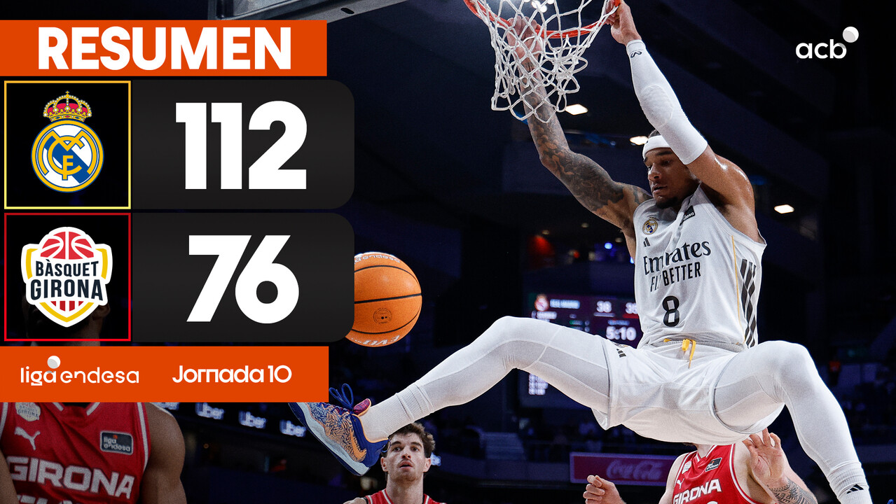 Resumen Real Madrid 112 - B&agrave;squet Girona 76 (J10)