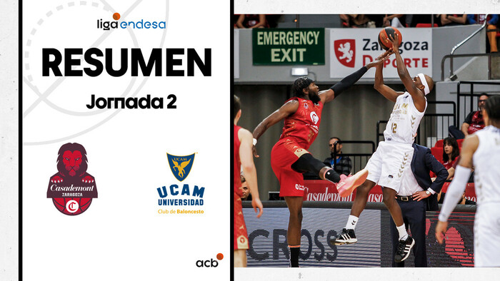 Resumen Casademont Zaragoza 64 - UCAM Murcia 81 (J2)