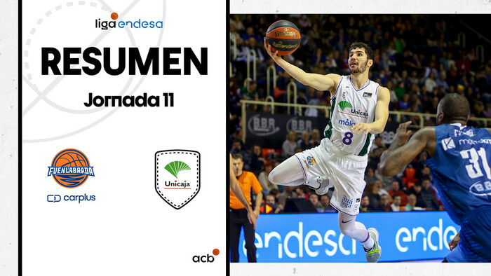 Resumen Carplus Fuenlabrada 85 - Unicaja 117 (J11)