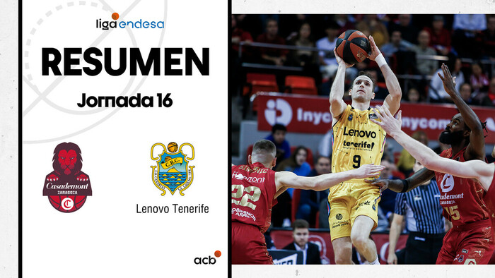 Resumen Casademont Zaragoza 83 - Lenovo Tenerife 87 (J16)