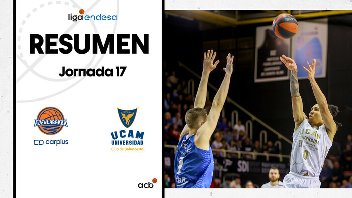 Resumen Carplus Fuenlabrada 72 - UCAM Murcia 88 (J17)