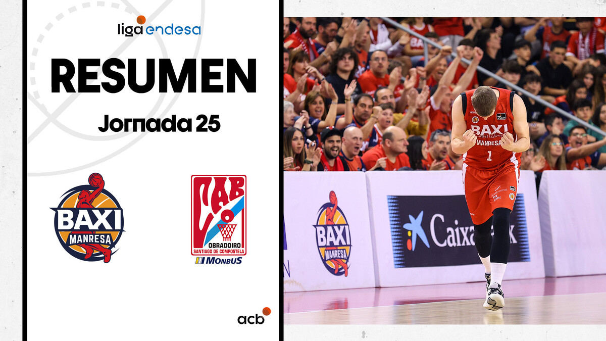 Resumen BAXI Manresa 80 - Monbus Obradoiro 65 (J25) 