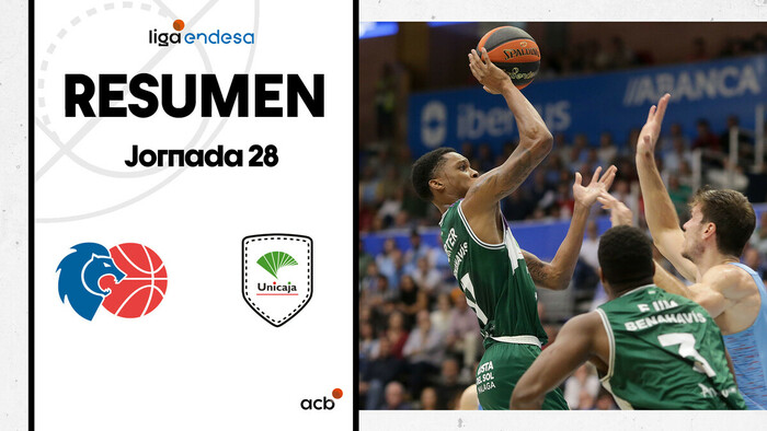 Resumen Río Breogán 74 - Unicaja 90 (J28)